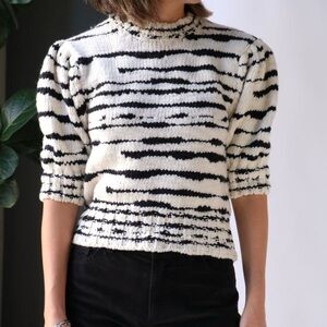 Ulla Johnson Cream and Black Knit Sweater
